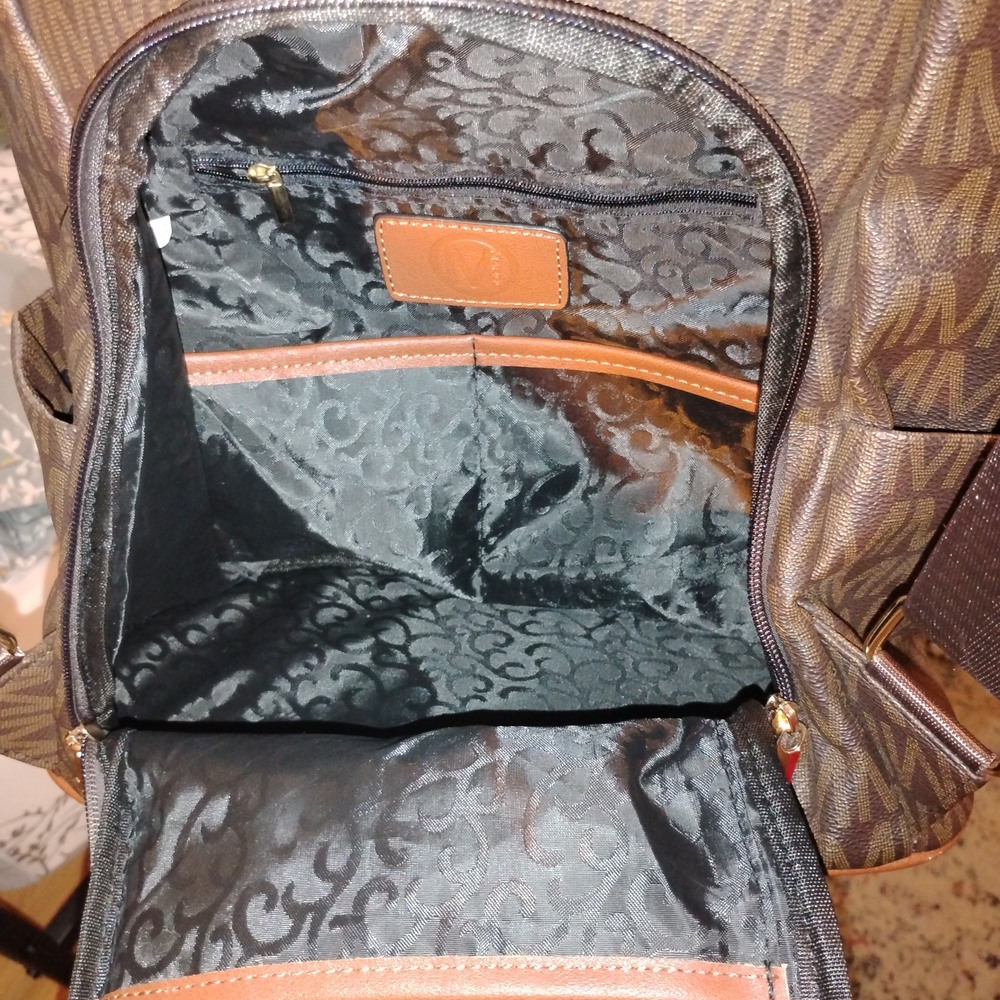 Chic Brown Monogram Backpack - image 3